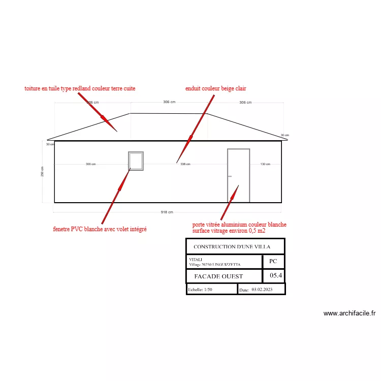 facade ouest 2023 FEVRIER. Plan de 
