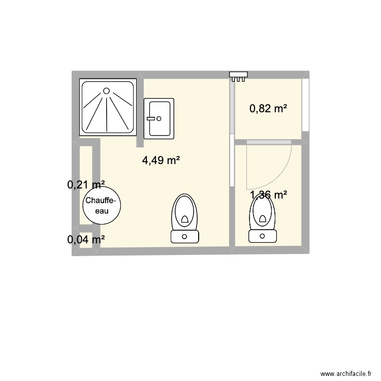 Luz - Sdb RDC plan 1. Plan de 5 pièces et 7 m2