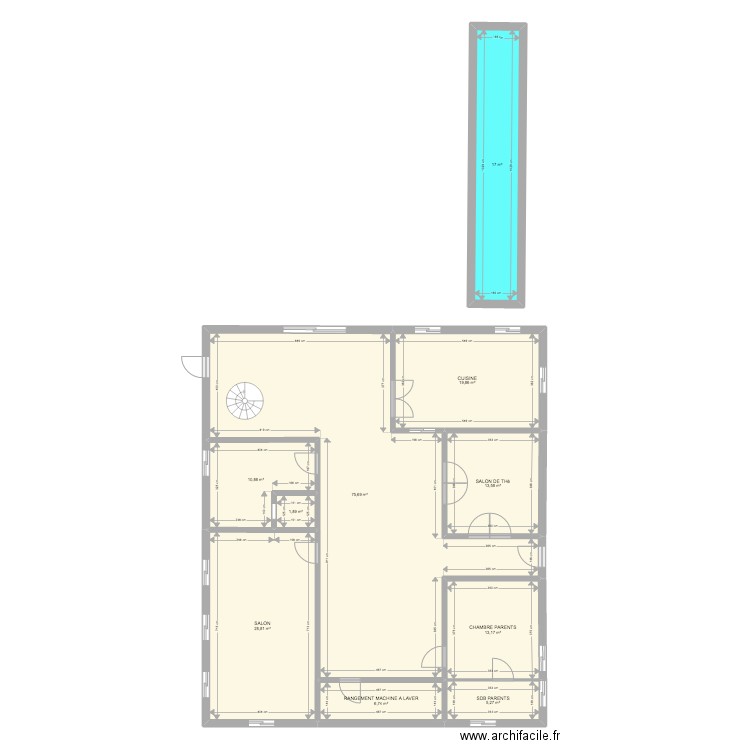 projet bis. Plan de 10 pièces et 193 m2