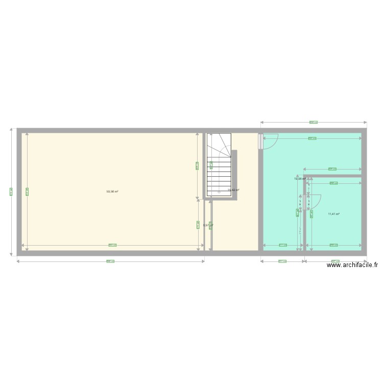 SALLES PAROISSIALES 1ER ETAGE ACTUEL. Plan de 5 pièces et 107 m2