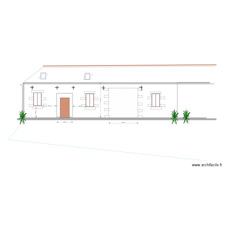 facade grange principale . Plan de 1 pièce et 72 m2