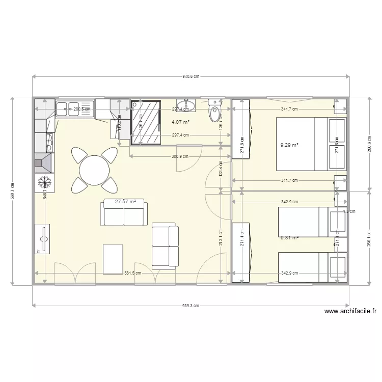 MODELE TOULOUSE 60 M2. Plan de 