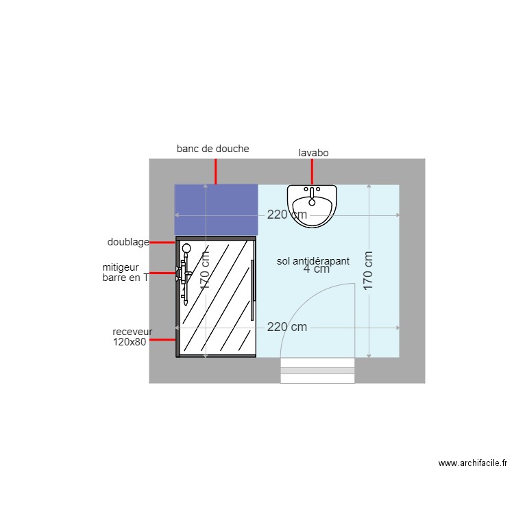 sdb n. Plan de 1 pièce et 4 m2