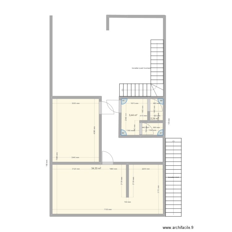 Plan 2. Plan de 3 pièces et 40 m2