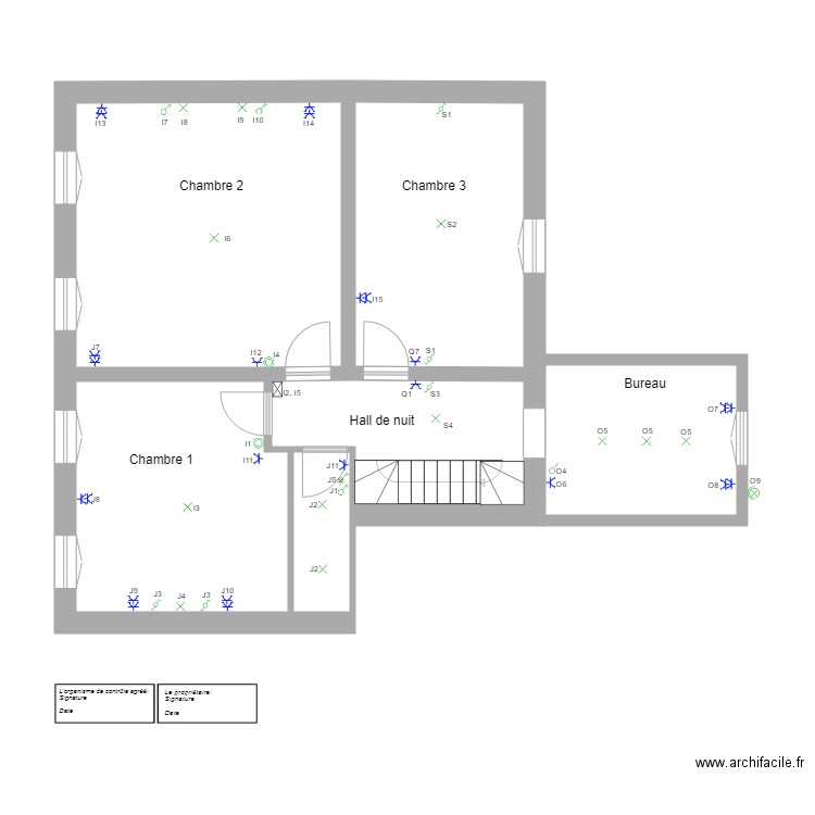 Implantation 1er étage. Plan de 0 pièce et 0 m2