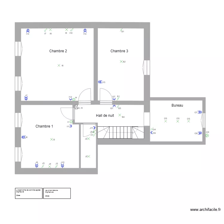 Implantation 1er &eacute;tage. Plan de 