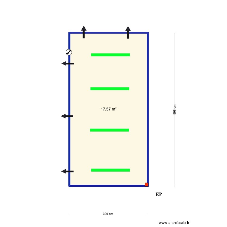 David Araujo. Plan de 1 pièce et 18 m2