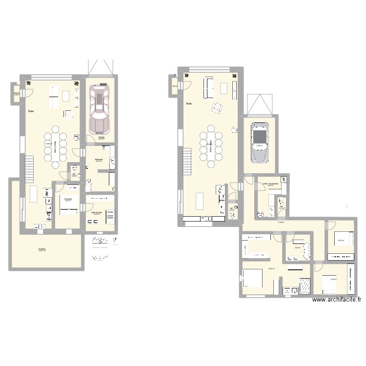 PROJET GRANGE CHA VERSION 2. Plan de 29 pièces et 465 m2