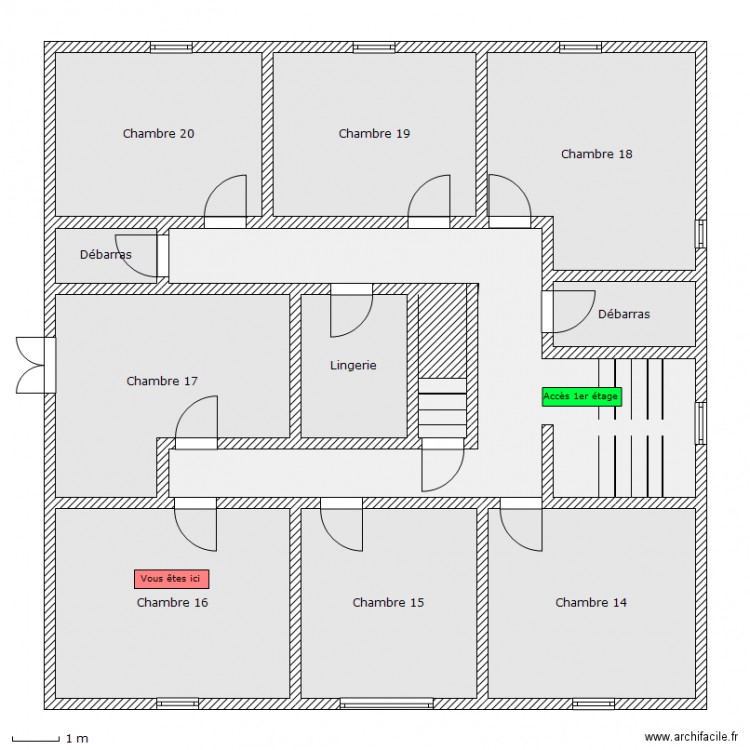 Auberge - 2e etage - Chambre 16. Plan de 0 pièce et 0 m2