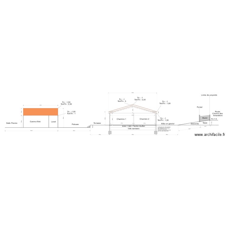 Plan de Coupe partie nuit. Plan de 0 pièce et 0 m2