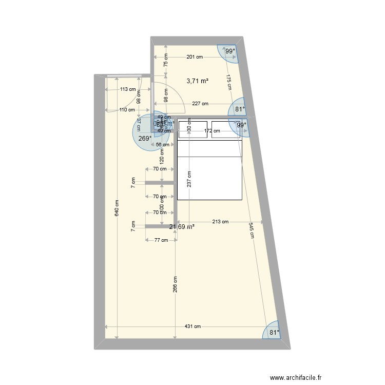 studio cannes rod rbnb. Plan de 3 pièces et 26 m2