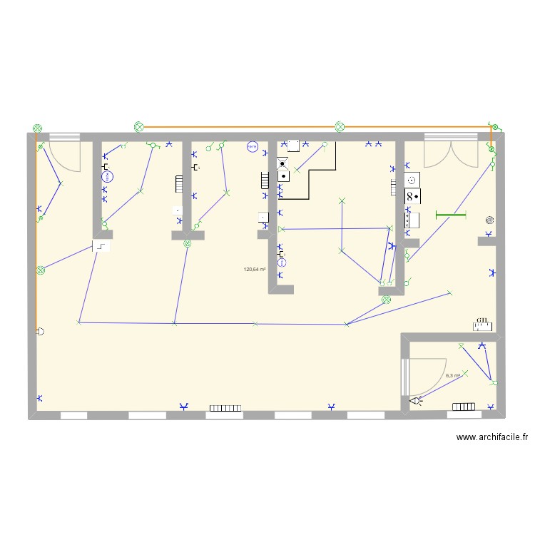 aichifacile3. Plan de 2 pièces et 127 m2