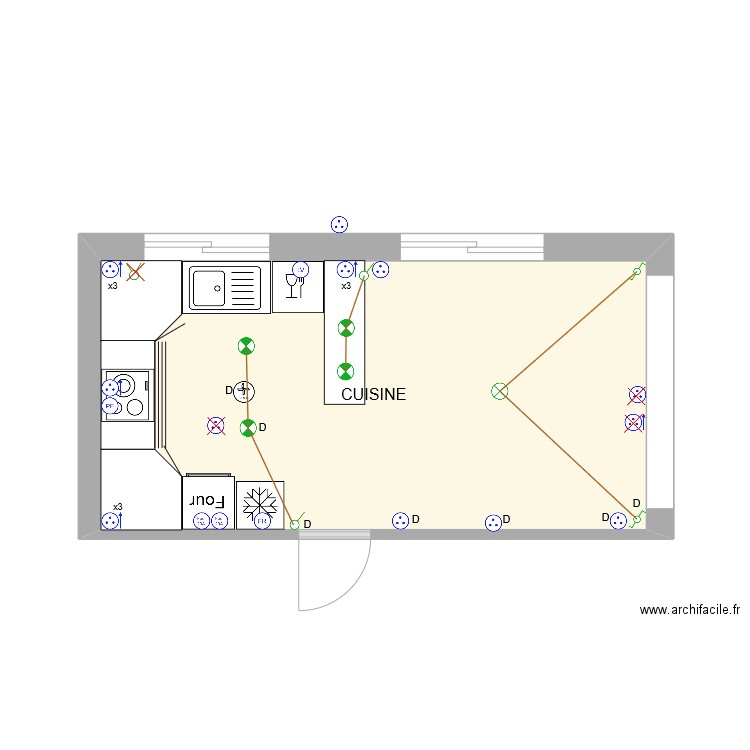 ELEC CUISINE. Plan de 1 pièce et 18 m2