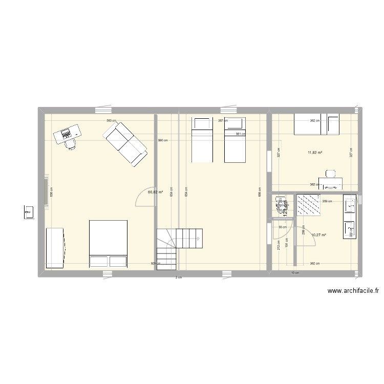 Petit Rezole Grenier Version janvier 2023. Plan de 3 pièces et 83 m2