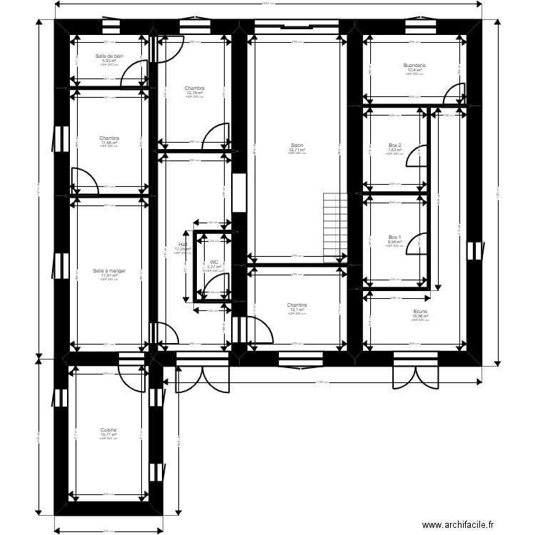 Vanchy existant  Jordan. Plan de 17 pièces et 364 m2