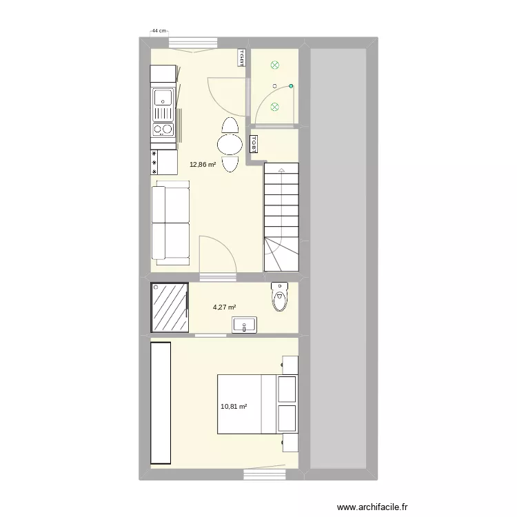 Appartement F1. Plan de 