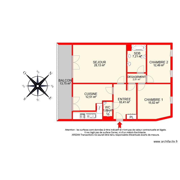 BI8751 . Plan de 13 pièces et 109 m2