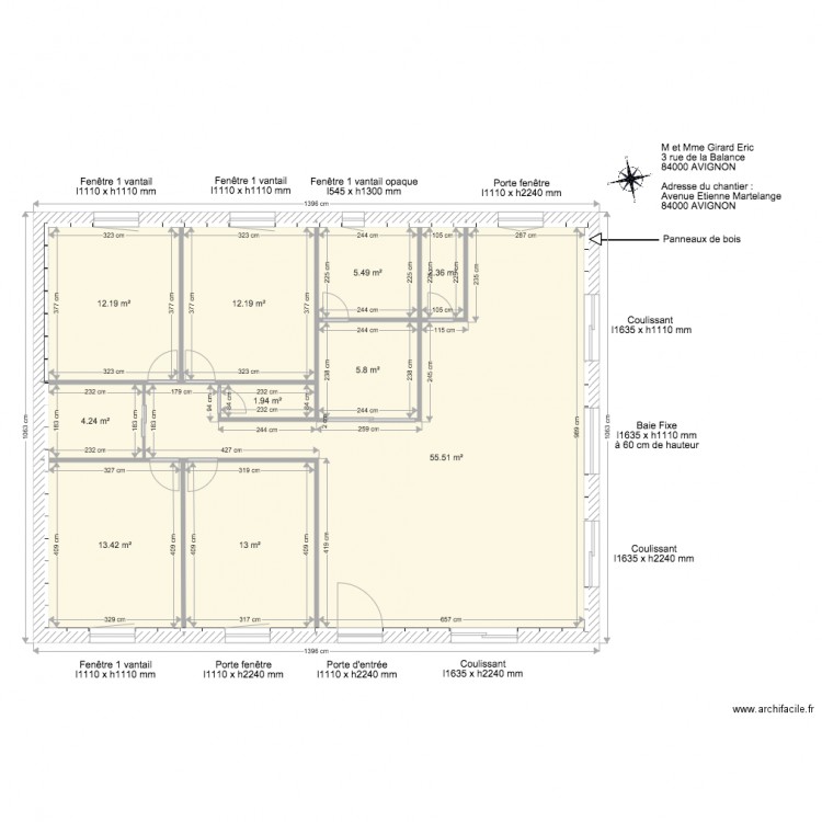 PLAN MAISON AVEC panneaux de bois. Plan de 0 pièce et 0 m2