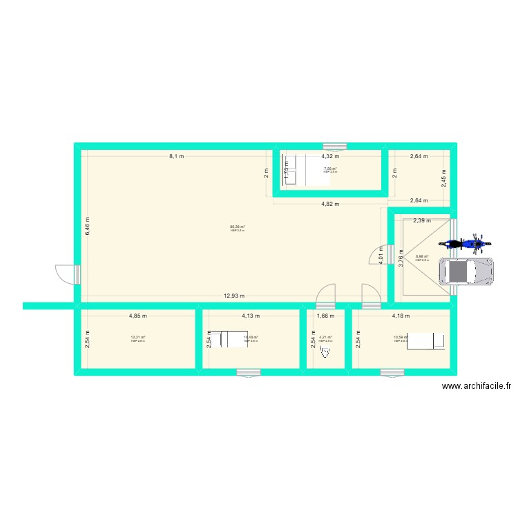 maison martin. Plan de 7 pièces et 135 m2