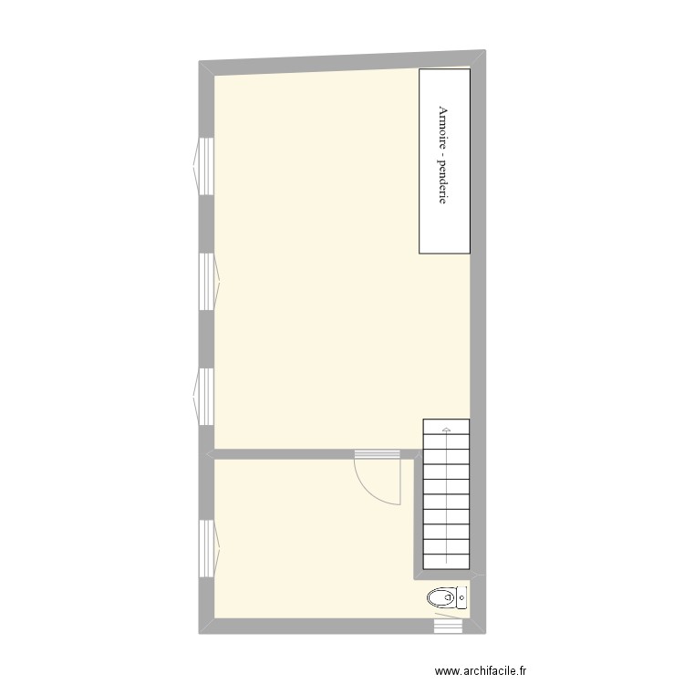 Etage. Plan de 2 pièces et 41 m2