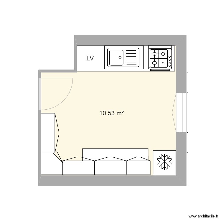 CUISINE MARIE 1ERE PARTIE. Plan de 1 pièce et 11 m2