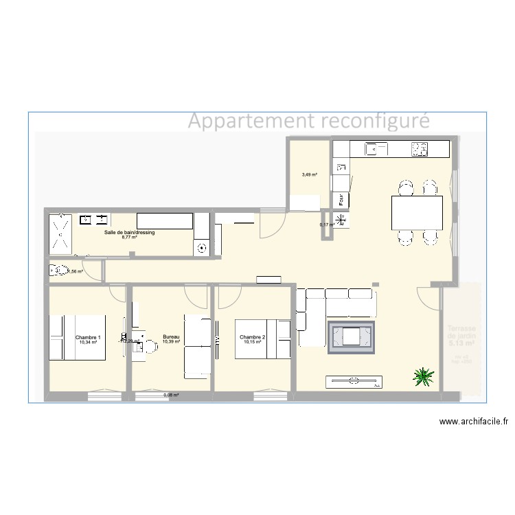 Notre appartement. Plan de 9 pièces et 45 m2