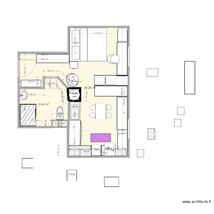 appartement 30 m clos meublé version 004. Plan de 0 pièce et 0 m2