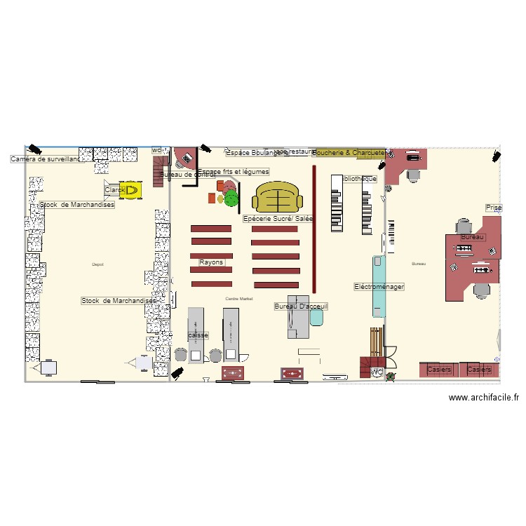 Superette. Plan de 0 pièce et 0 m2