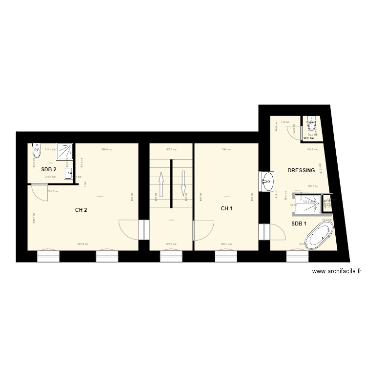 1er ETAGE MALLEVAL PROJET. Plan de 0 pièce et 0 m2