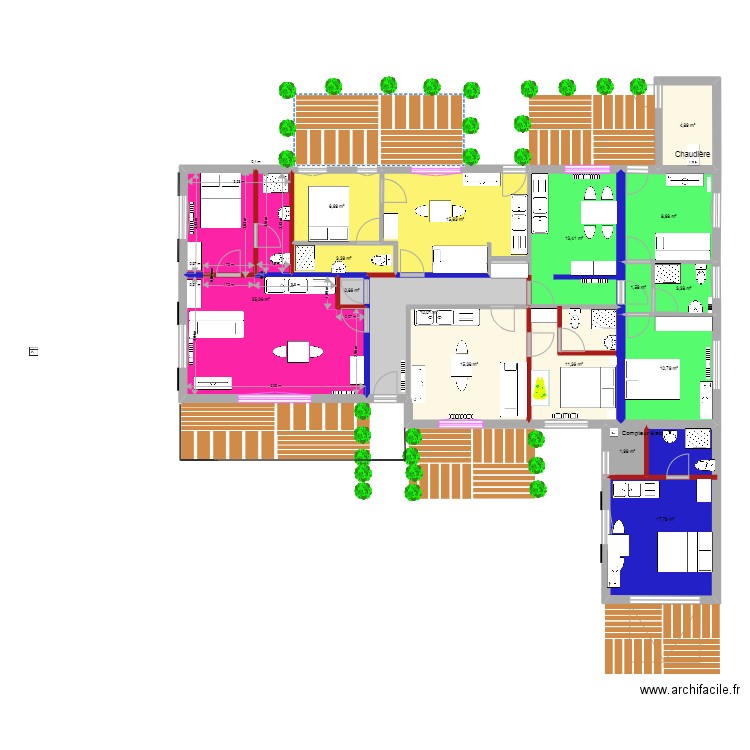 Essai Natacha 1. Plan de 16 pièces et 162 m2