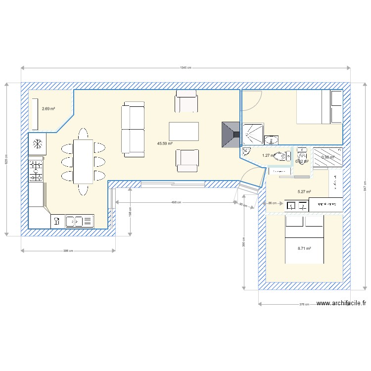 65 m2 projet maison U. Plan de 0 pièce et 0 m2