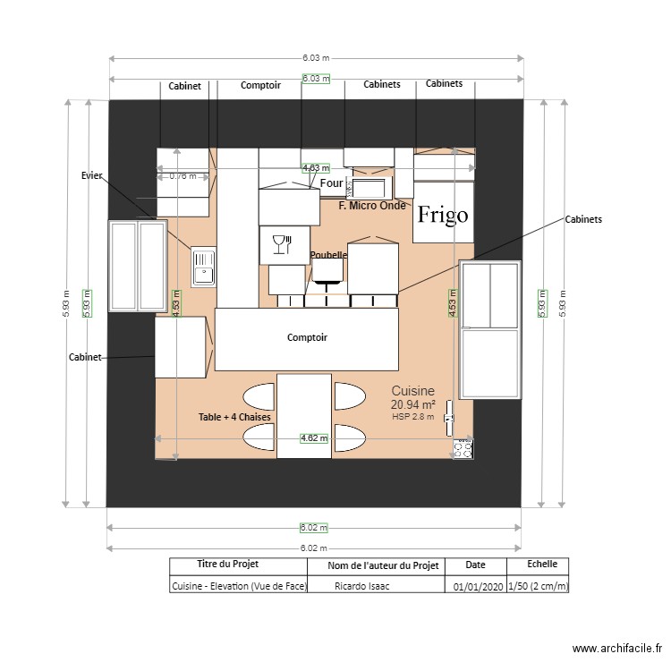 PLAN   CUISINE VUE DESSUS 222222. Plan de 0 pièce et 0 m2