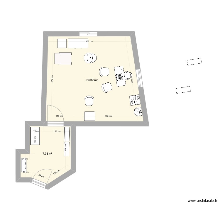 Cabinet Gréasque 2. Plan de 2 pièces et 31 m2