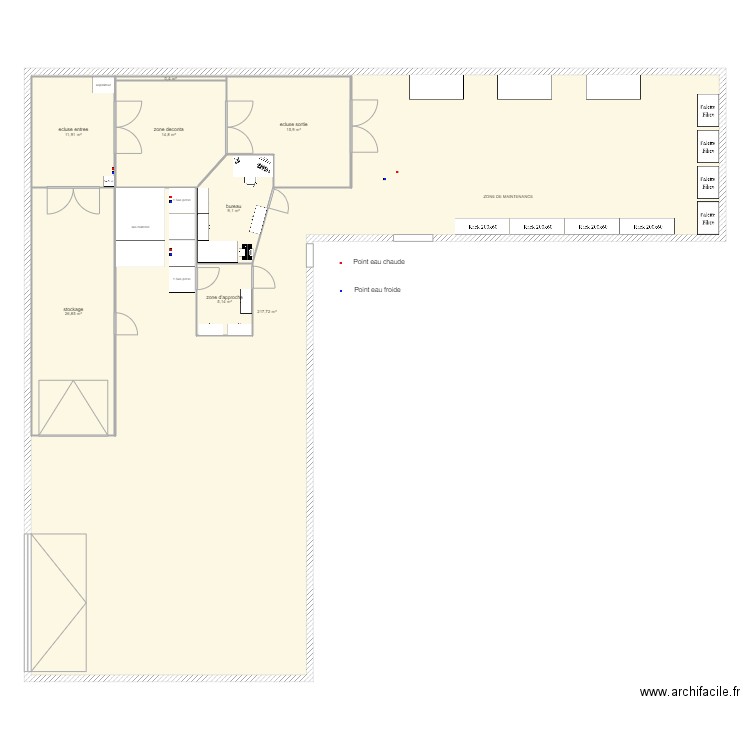 batiment LYON V1 plomberie. Plan de 8 pièces et 389 m2