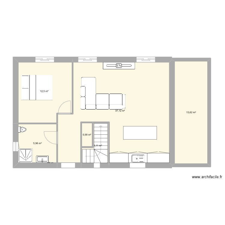 RDC cetinoz 1. Plan de 6 pièces et 73 m2