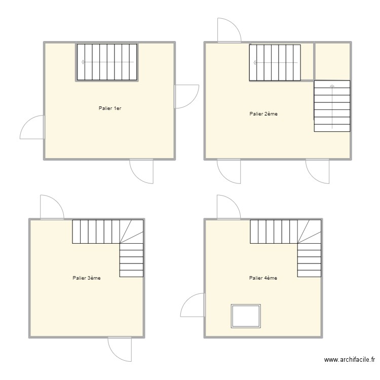 Croquis Etages communs. Plan de 8 pièces et 67 m2