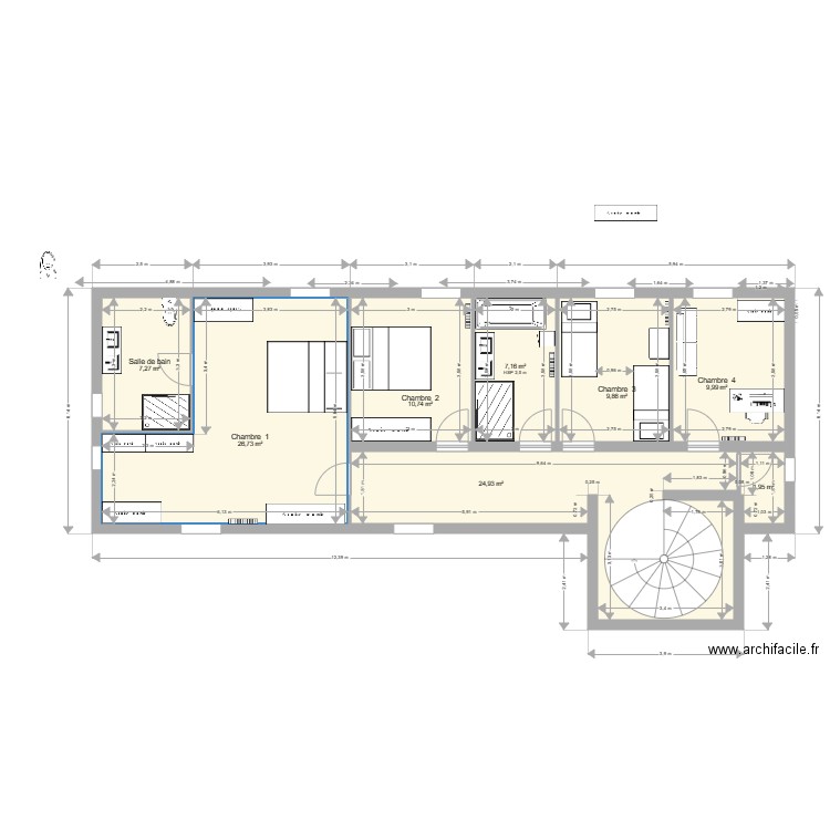 BOISSISE combles. Plan de 8 pièces et 99 m2