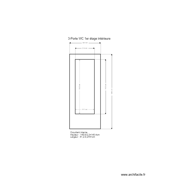 3-Porte WC 1er &eacute;tage int&eacute;rieur. Plan de 