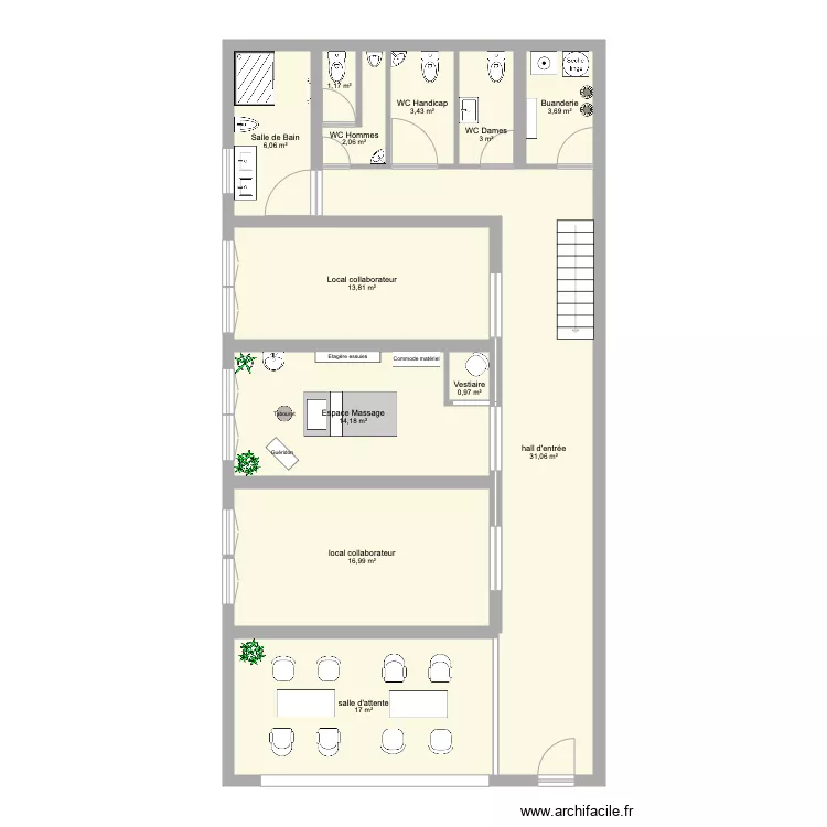 Salon Massage. Plan de 