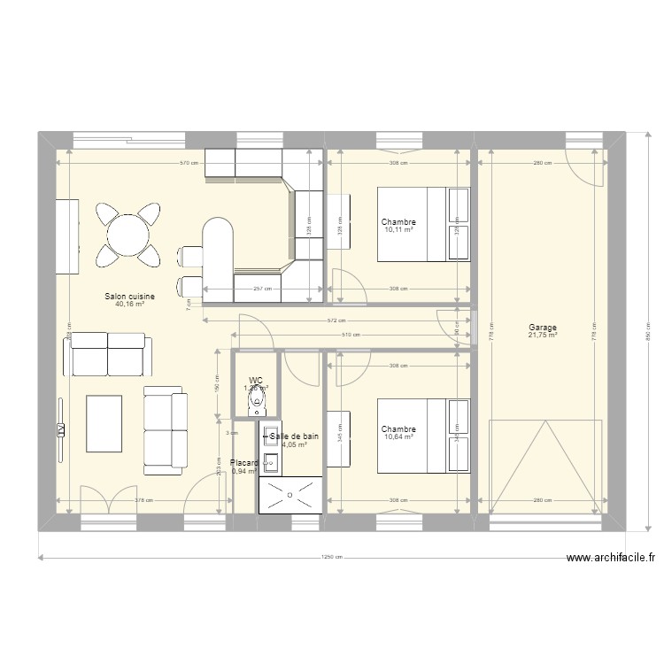 TONNELIER. Plan de 7 pièces et 89 m2