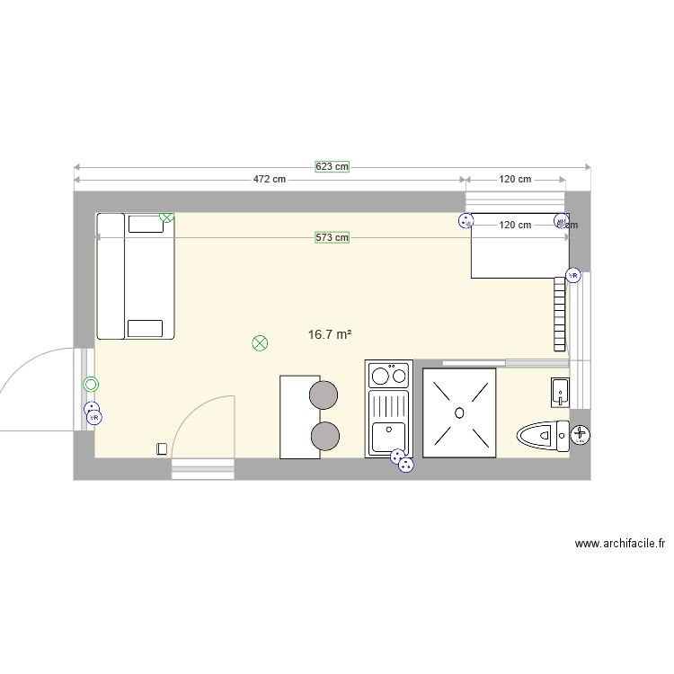 Chambre 2 KITCHENETTE ET SDB. Plan de 0 pièce et 0 m2