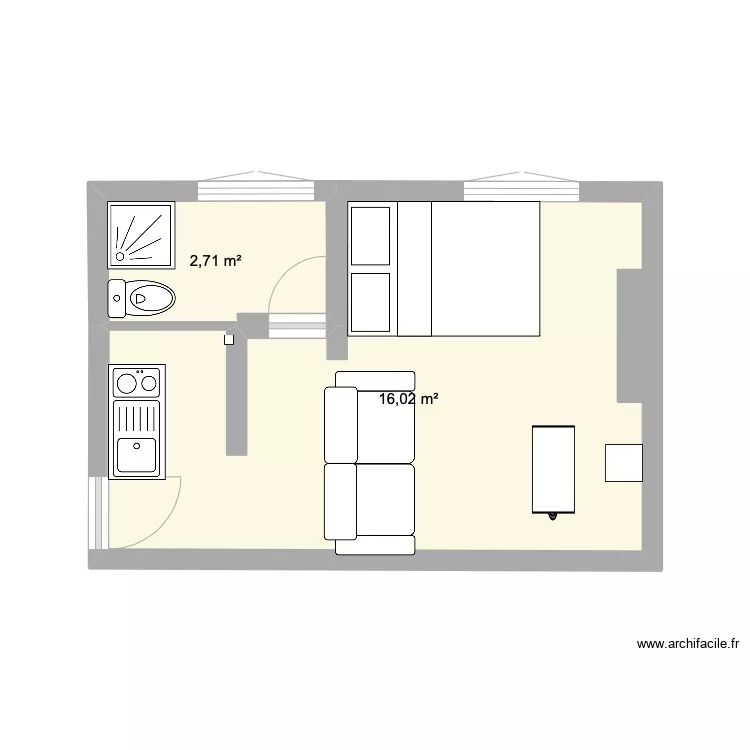 studio 20m2 kotto. Plan de 