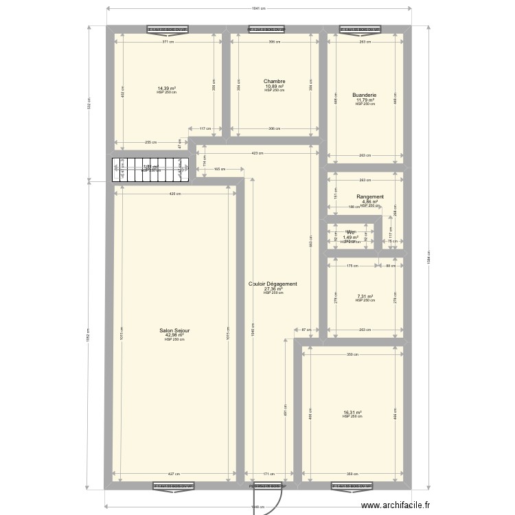 BECHER RDC. Plan de 10 pièces et 139 m2