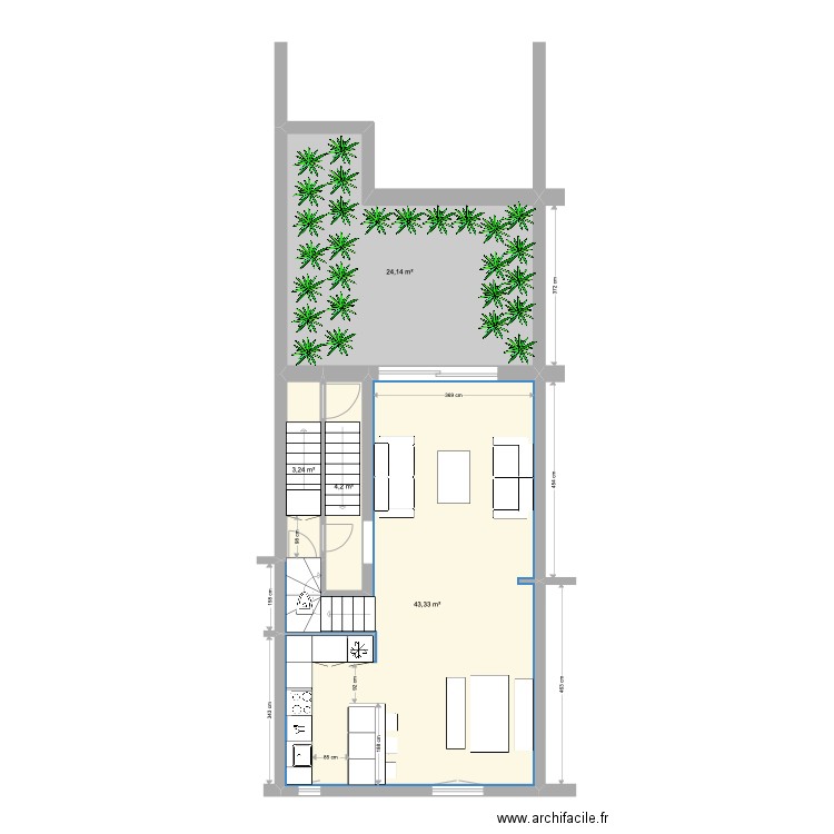 Banning 83 2e étage. Plan de 4 pièces et 75 m2