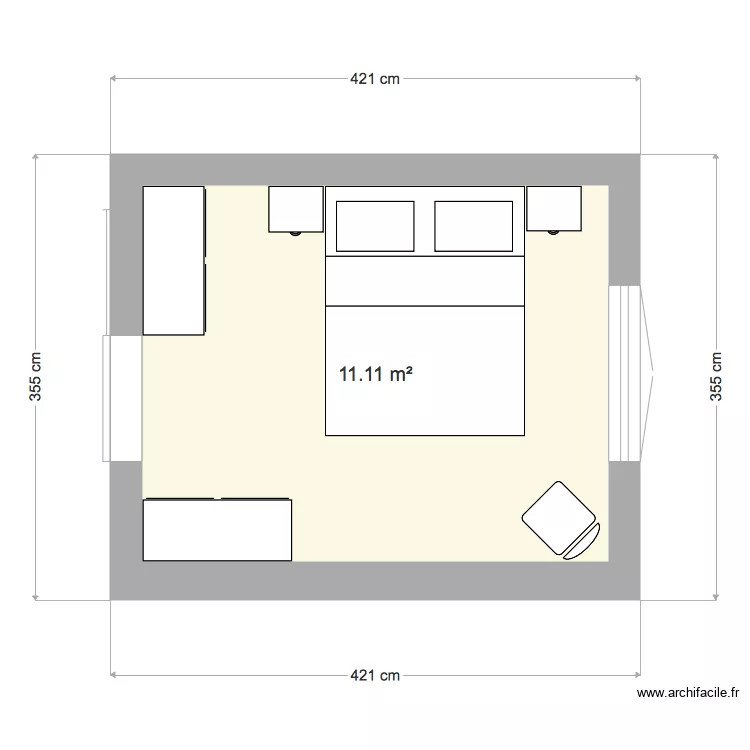 chambre 12m2. Plan de 