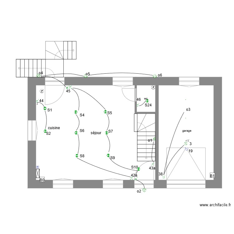 Eclairage logement 3 RdC. Plan de 0 pièce et 0 m2