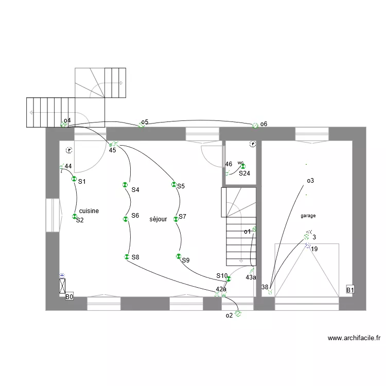 Eclairage logement 3 RdC. Plan de 