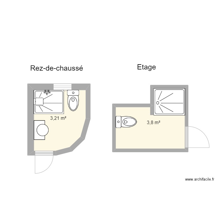 CHANTEPIE SdB. Plan de 2 pièces et 7 m2