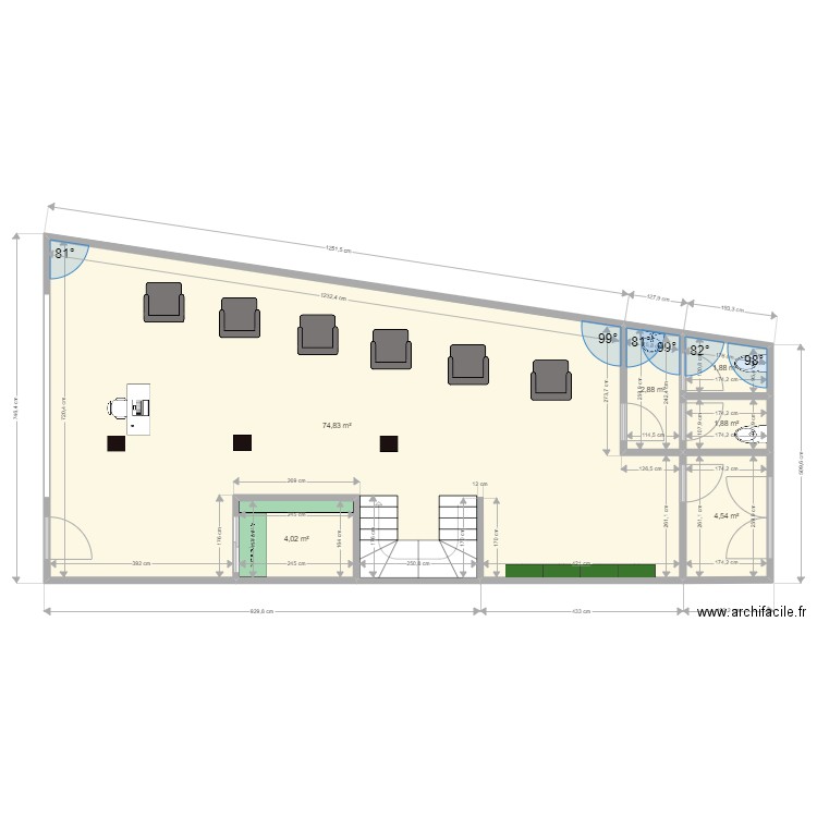 RICCIO . Plan de 6 pièces et 90 m2