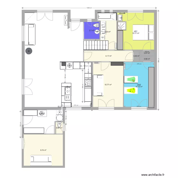 Maison Mamie avec accès combles. Plan de Maison Mamie avec accès combles. Plan de